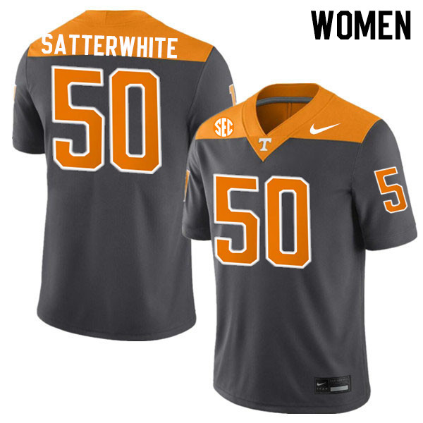 Women #50 William Satterwhite Tennessee Volunteers College Football Jerseys Stitched-Anthracite